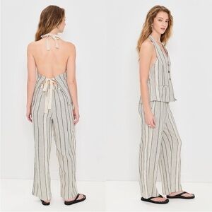 Free People Take Me To Paris Stripe Halter Vest & Pants Set